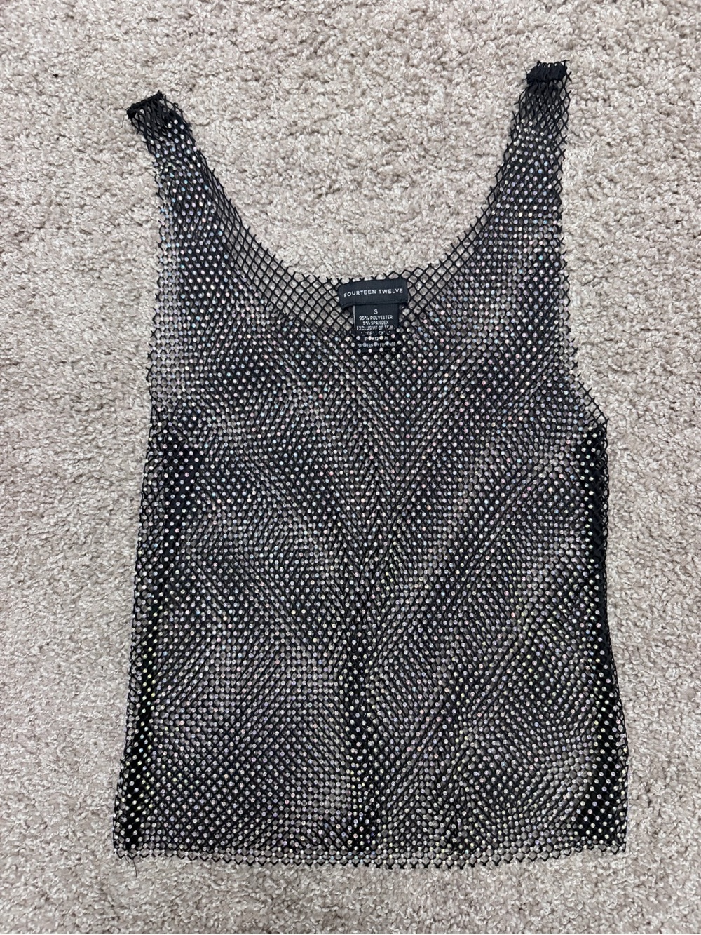 Black Sheer Rhinestone Mesh Tank